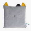 Moulin Roty Coussin Chat Dormeur Gris Clair