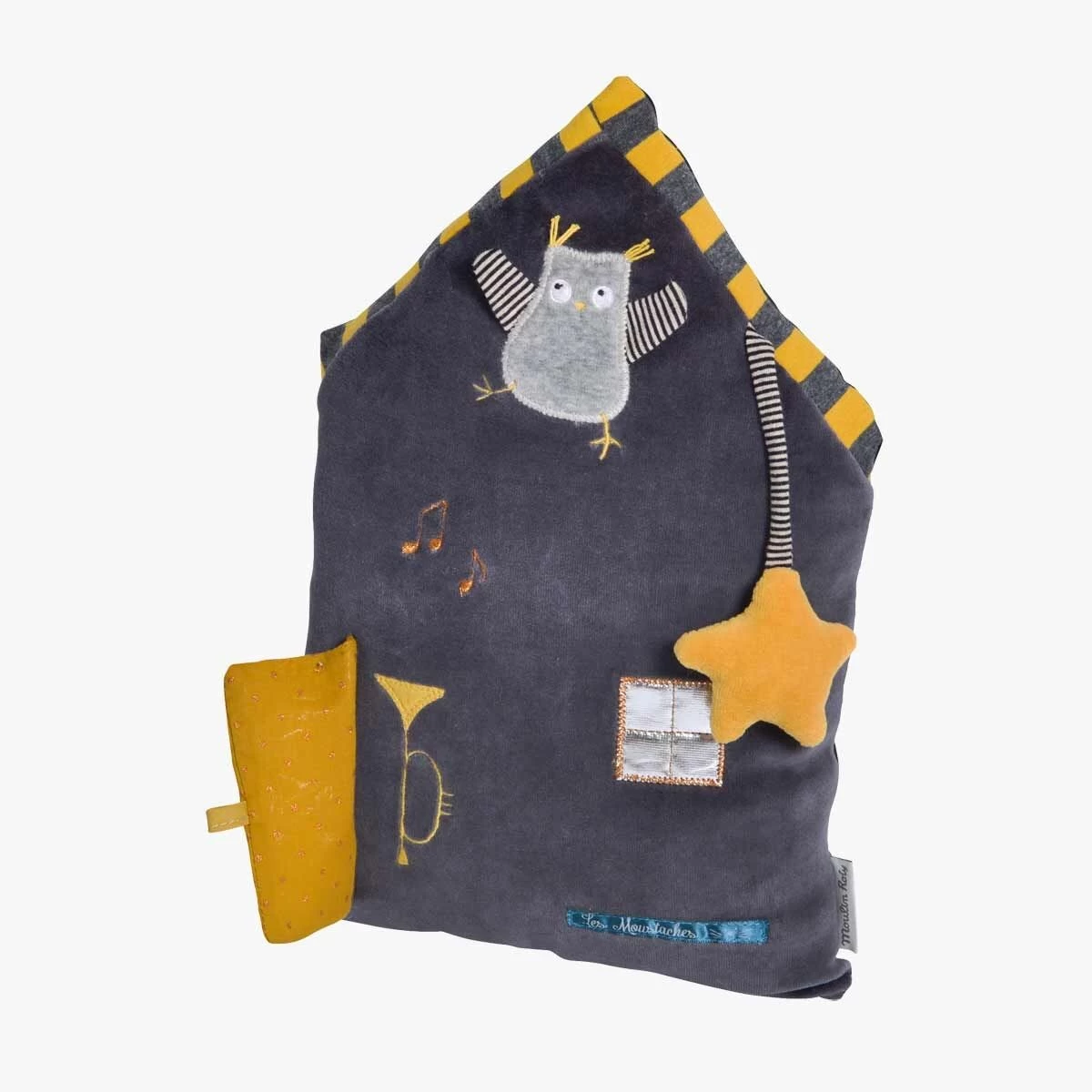 Moulin Roty Coussin D'activités Maison Grise 1 Moulin Roty Coussin D'activités Maison Grise