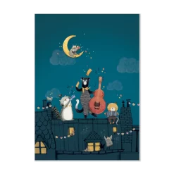 Moulin Roty Affiche Nuit Sur Les Toits 50x70cm
