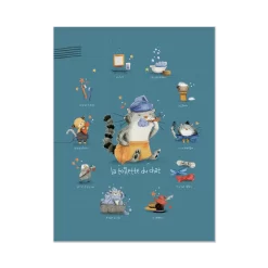 Moulin Roty Affiche Toilette Du Chat 30x40cm