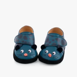 Moulin Roty Chaussons Cuir Panthère Bleu -Magasin bébé 668520 3 gris 4