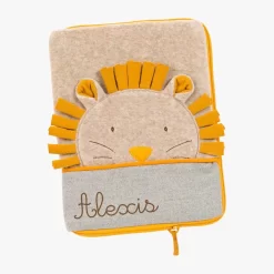 Moulin Roty Protège Carnet De Santé à Broder Tête Lion -Magasin bébé 669081 0 gris