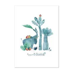 Moulin Roty Affiche Eléphant 50x70cm