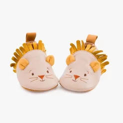 Moulin Roty Chaussons Cuir Lion Beige 6-12 Mois