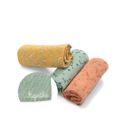 Moulin Roty Set De 3 Langes Imprimés (sauge/argile/ocre) -Magasin bébé 678273 2