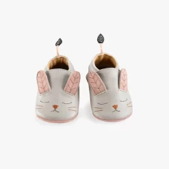 Moulin Roty Chaussons Cuir Lapin Gris -Magasin bébé 715060 3 1