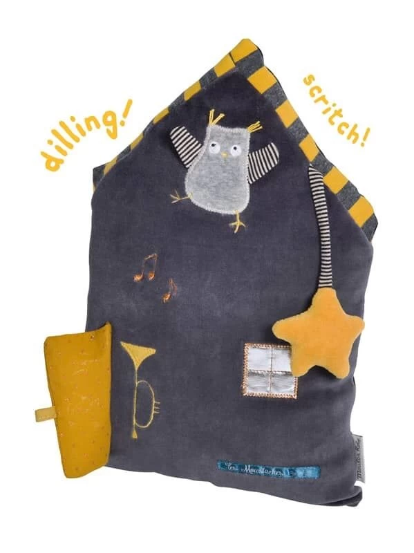 Moulin Roty Coussin D'activités Maison Grise 2 Moulin Roty Coussin D'activités Maison Grise – Image 2