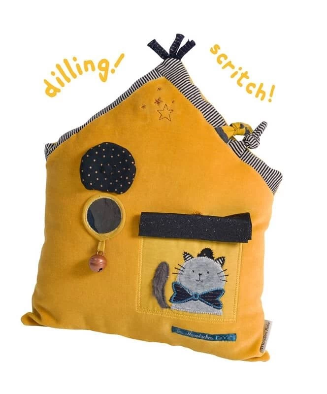 Moulin Roty Coussin D'activités Maison Moutarde 2 Moulin Roty Coussin D'activités Maison Moutarde – Image 2