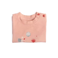 Moulin Roty Héline Tee-shirt Jersey Motif Coquillages -Magasin bébé Heline teeshirt jersey rose motif coquillages Bord de mer Moulin Roty 1 1