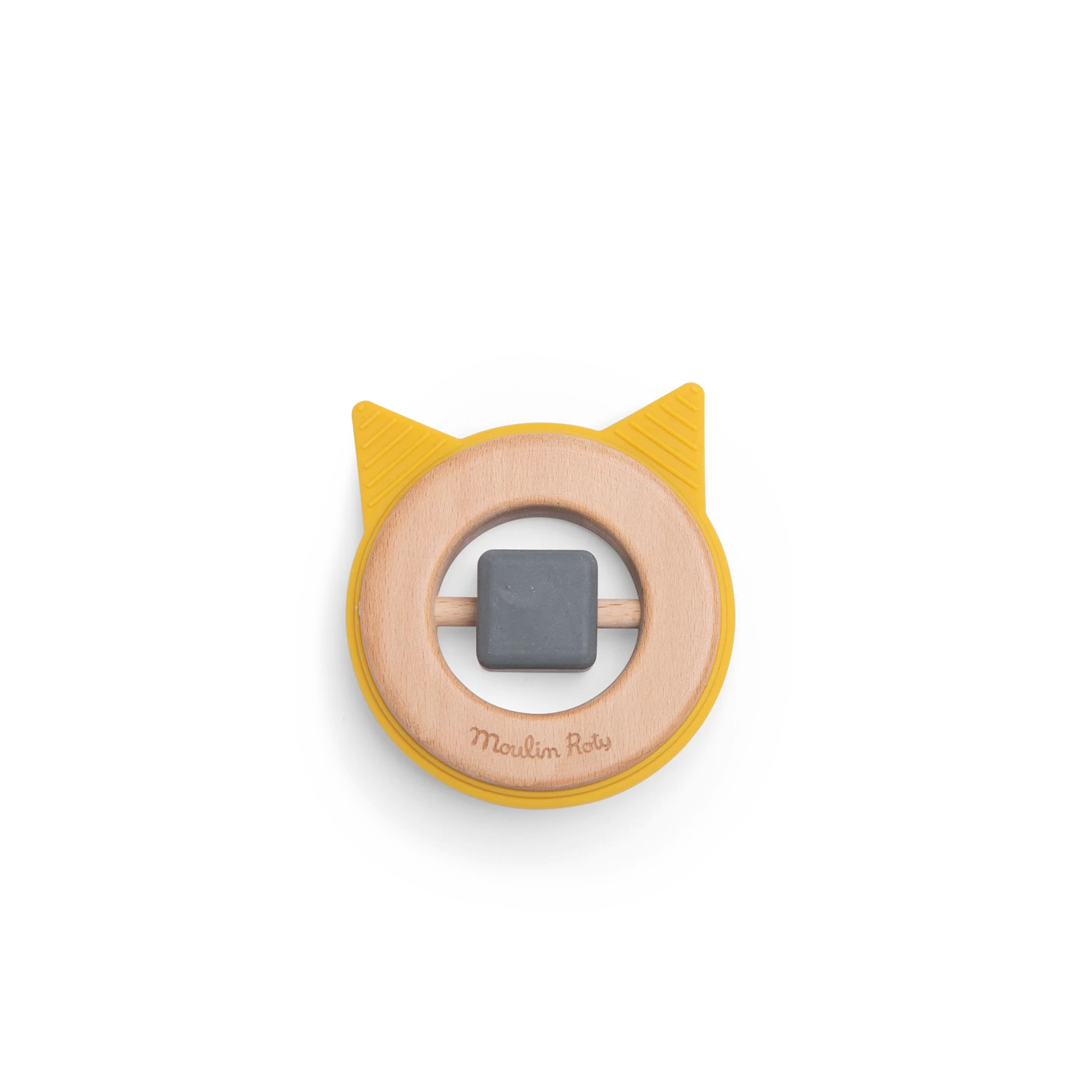 Moulin Roty Hochet Anneau De Dentition Bois Et Silicone Chat – Image 3