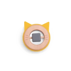 Moulin Roty Hochet Anneau De Dentition Bois Et Silicone Chat -Magasin bébé Hochet anneau de dentition bois et silicone Chat Les Moustaches Moulin Roty 3 1