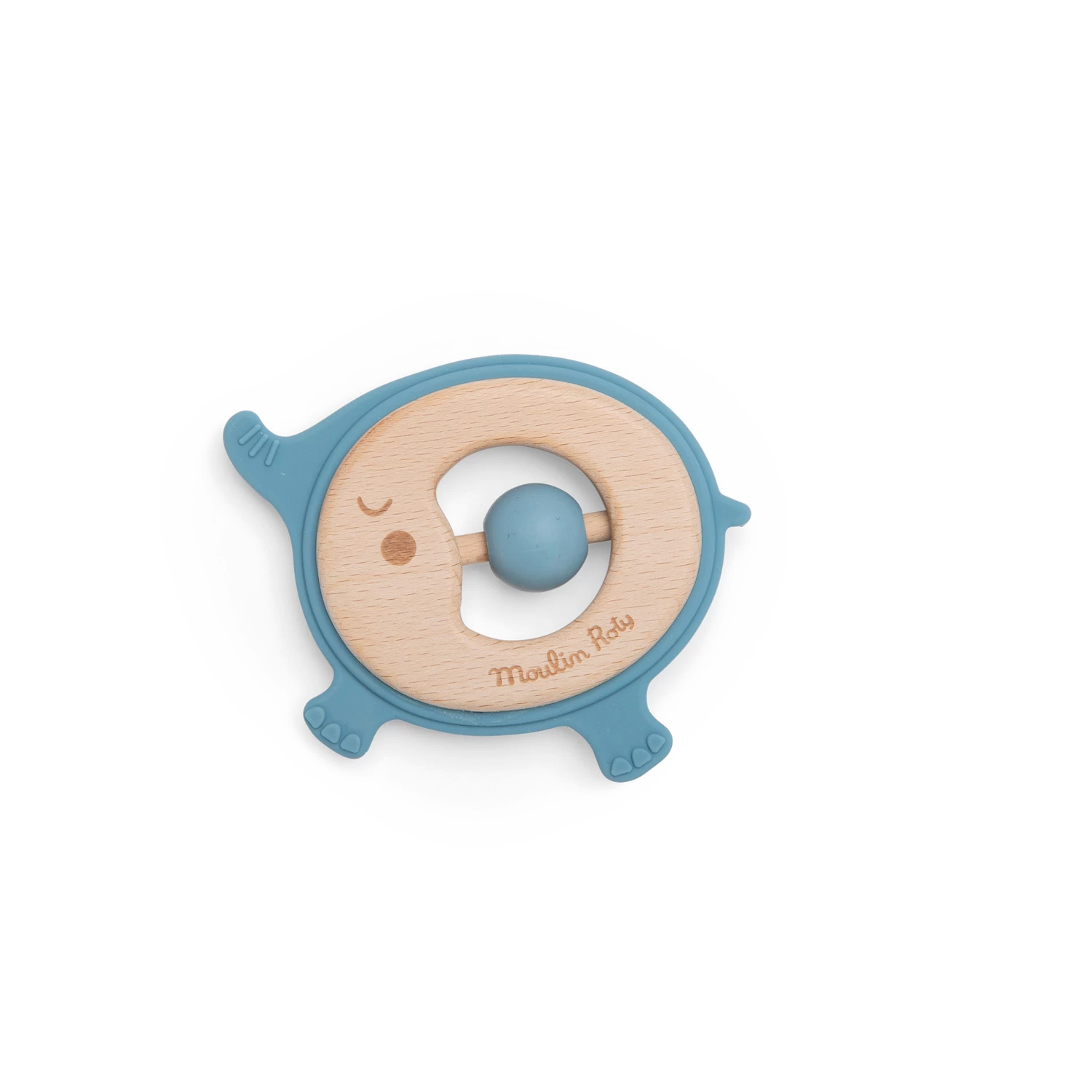 Moulin Roty Hochet Anneau De Dentition Bois Et Silicone Eléphant – Image 3