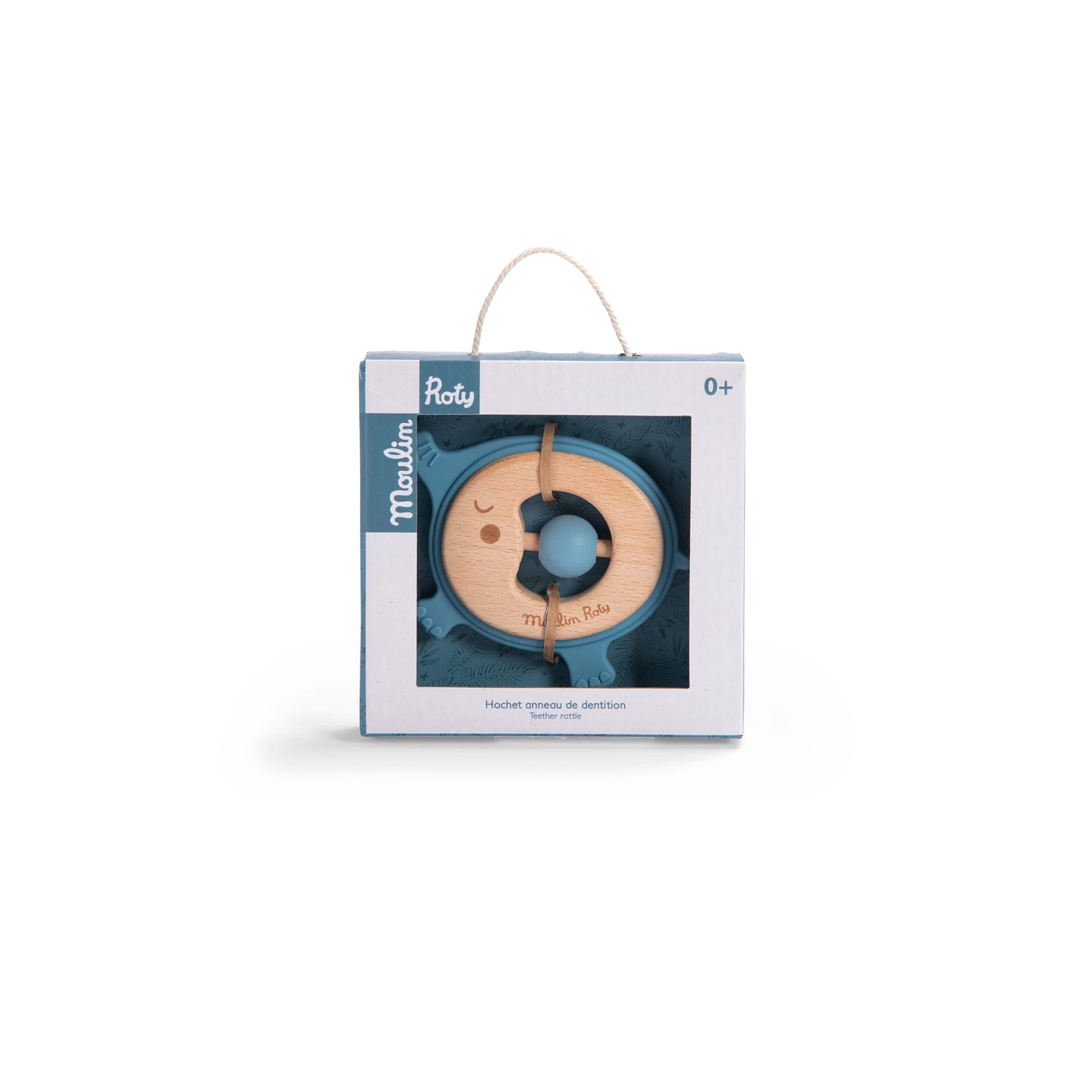 Moulin Roty Hochet Anneau De Dentition Bois Et Silicone Eléphant