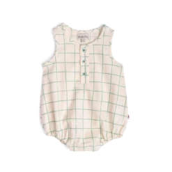 Moulin Roty Honoré Combinaison écrue Carreaux Verts